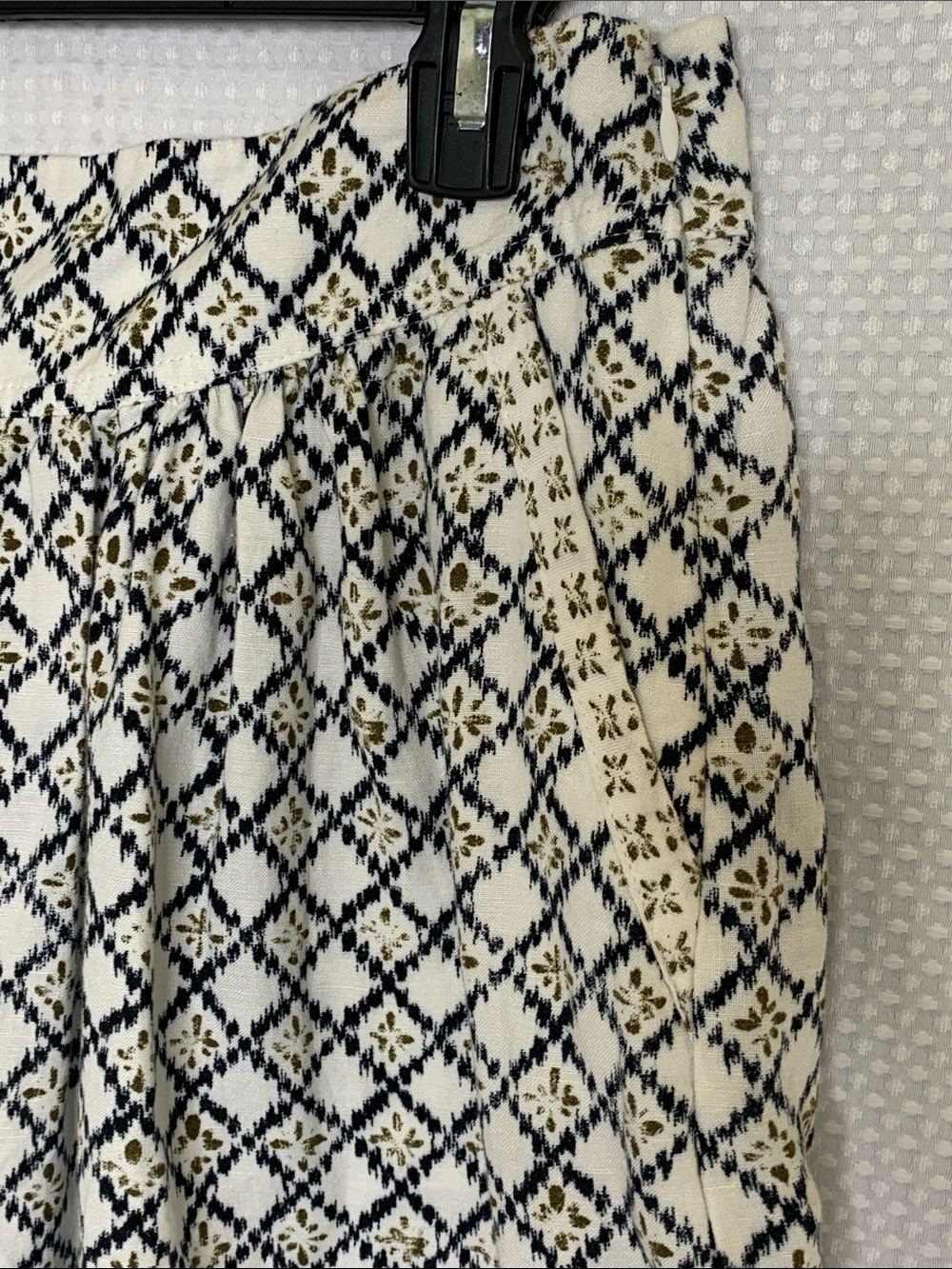 NWT linen blend Cottagecore Diamond-Print Mini Skirt in Navy and Cream size 8 - Picture 5 of 12